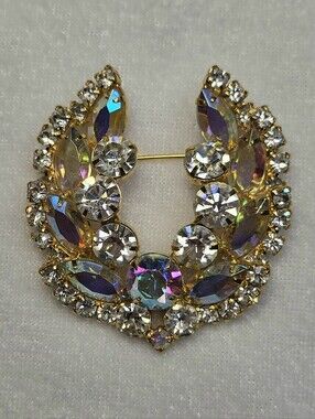 Vintage DeLizza & Elster (Juliana) AB Rhinestone Laurel Wreath Brooch / Pin